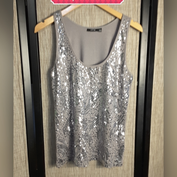 Apt. 9 Gray & Silver Sequin Tank Top - Picture 1 of 2